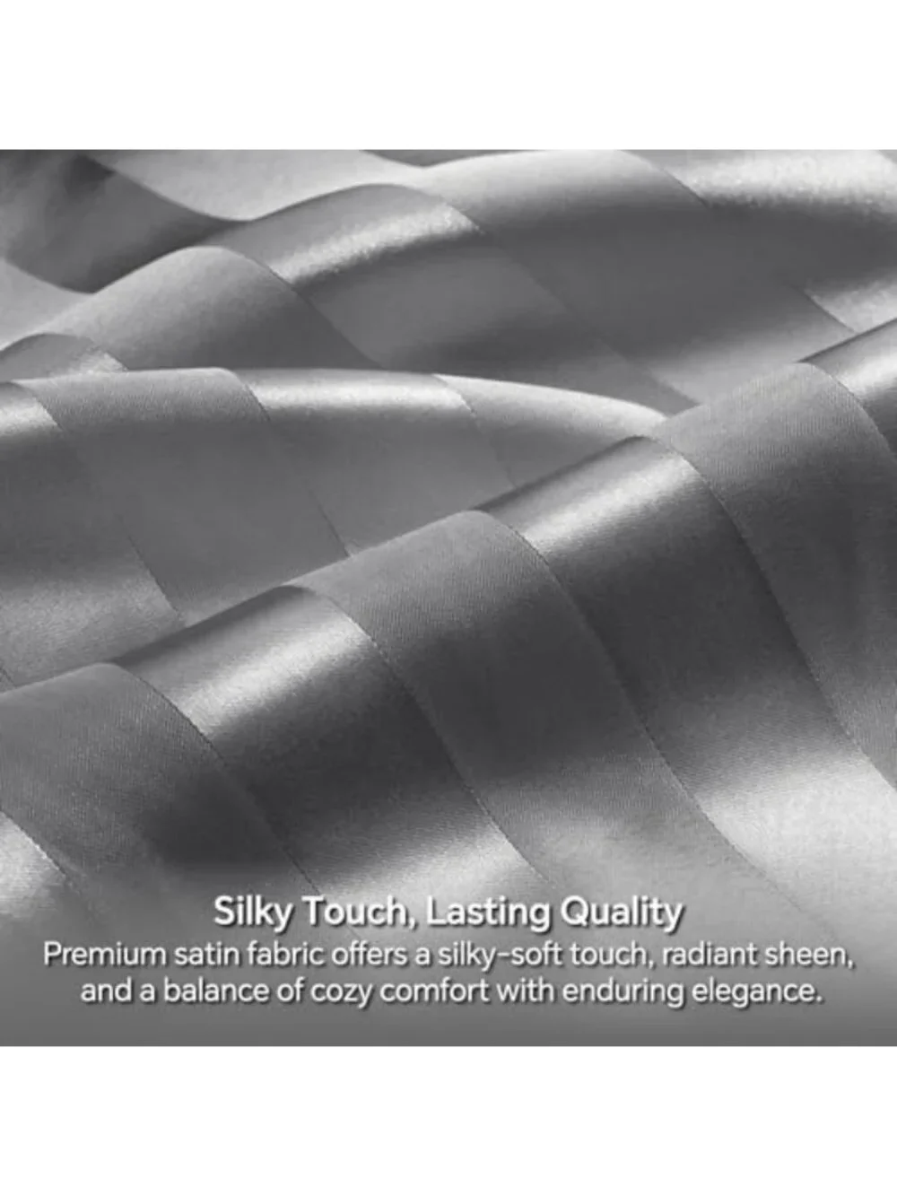 Luxurious Dark Grey Jacquard Striped Satin King Size Sheet Set - 4 Pieces